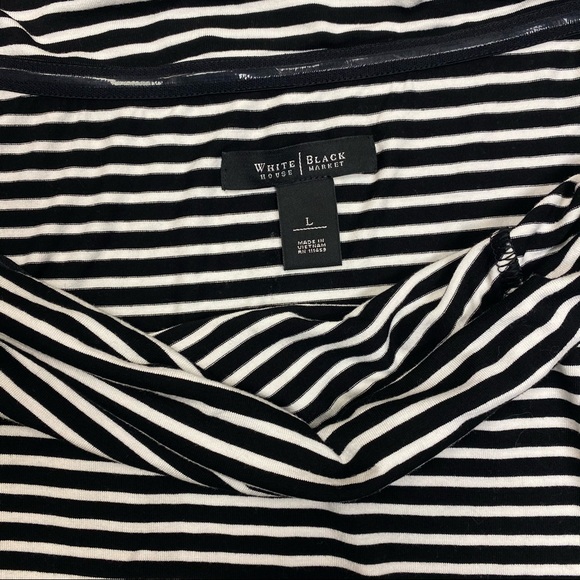 WHBM 3/4 Sleeve off the Shoulder Stripe Top - Picture 4 of 11